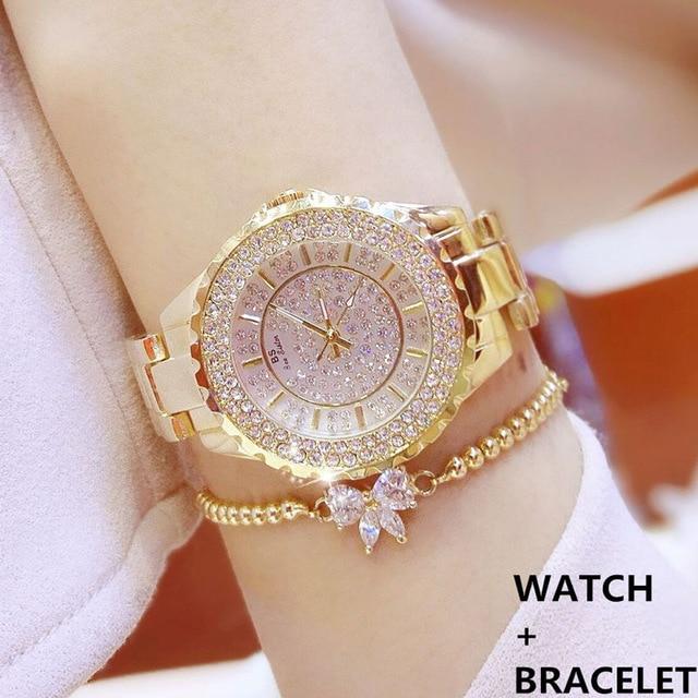 Bee Sister - Diamond Ladies Women's Quartz Watch(with a ins Bracelet as gift)